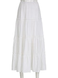 Zjkrl  -  Artistic Retro Gentle White Patchwork Bohemian Long Skirt Temperament Casual Slimming Half Skirt for Women Summer