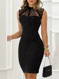 Zjkrl - Glitter Contrast Lace Party Dress