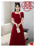 Zjkrl  -  Korean Elegant Red Midi Dress Women Casual Vintage Chic Irregular Evening Party Dress Summer French Wedding Vacation Beach Dress