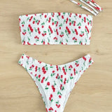 ZJKRL  -  Summer New Cherry Pattern Bikini Top Small Fresh Cute Two-piece Pure Desire Swimsuit