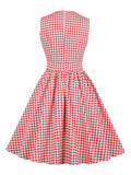 ZJKRL  -  Turquoise and White Gingham Retro 50s Rockabilly Dress Women V-Neck Cotton Pleated Pockets Vintage Pinup Dresses