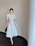 Zjkrl  -  Elegant Long Dress Set Women Korean Fashion Vintage Office Lady Chic Formal Occasion Dress Casual Slim Evening Party Dress New