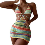 ZJKRL  -   New European and American Tie-dye Strap Swimsuit Women Feel Beach Hot Spring Bikini Two-piece Swimsuit