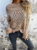 ZJKRL  -  Women's New Casual Loose Hollow Sweater Round Neck Knitted Top