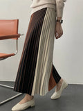 Zjkrl  -  Autumn Winter Knitting Skirt High Waist Long Pencil Skirt Women Knitted Casual Vintage Maxi Skirt Vintage Warm Thick Midi Stripe