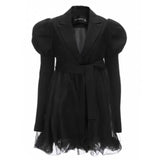 Zjkrl  -  Korean Black Mini Blazer Dress Women Elegant Vintage Chic Mesh Design Y2k Dress Winter Casual Sash Evening Party Dress One Piece