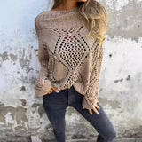 ZJKRL  -  Women's New Casual Loose Hollow Sweater Round Neck Knitted Top