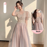 Zjkrl  -  Women Formal Party Sweetheart Pink Bridesmaid Birthday Dresses Gowns Graduation Gown Off The Shoulder New Vestido De Festa