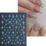 Sliver Stars Nails Stickers 3D Bronzing Laser White Cross Starlight Glossychic Y2k Stylish Adhesive Manicure Decorations SO-167