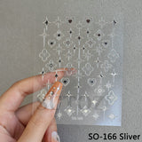 Sliver Stars Nails Stickers 3D Bronzing Laser White Cross Starlight Glossychic Y2k Stylish Adhesive Manicure Decorations SO-167