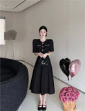 Zjkrl  -  Elegant Long Dress Set Women Korean Fashion Vintage Office Lady Chic Formal Occasion Dress Casual Slim Evening Party Dress New