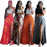 ZJKRL  -  European Summer Sexy Print Skirts Ladies Beach Boho Split Elegant Maxi Skirts Femme