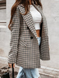 ZJKRL  -  Autumn Plaid Blazer Coat for Women Notched Collar Long Sleeves Buttoned Casual Blazer Loose Fit Female Outerwears