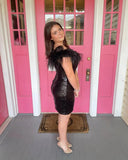 Zjkrl  -  Sequin Mini Hoco Dress Feather One-Shoulder Short Lady Formal Homecoming Party Gown Club Night Cocktail Prom Gala