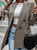 ZJKRL  -  Autumn Plaid Blazer Coat for Women Notched Collar Long Sleeves Buttoned Casual Blazer Loose Fit Female Outerwears