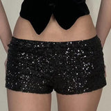 ZJKRL  -  American Streetwear Nightclub Style Sequin Low Waist Shorts Women Summer New Fashion Spicy Girl Slimming Casual Sexy Hot Pants