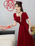 Zjkrl  -  Korean Elegant Red Midi Dress Women Casual Vintage Chic Irregular Evening Party Dress Summer French Wedding Vacation Beach Dress