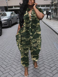 ZJKRL  -  Camouflage Print Casual Ladies Jumpsuit Street Summer Hollow Out One Piece Suit Romper Playsuits