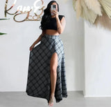 ZJKRL  -  European Summer Sexy Print Skirts Ladies Beach Boho Split Elegant Maxi Skirts Femme