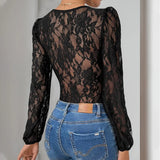 ZJKRL  -  New Women's Lace Patchwork Sexy Black Jumpsuit