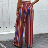 ZJKRL  -  Summer New Printed Pants Commuting Style High Waist Elastic Wide Leg Pants for Women