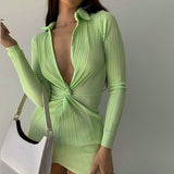 Zjkrl - Dresses For Women 2023 Autumn New Long Sleeve Solid Color Bag Hip Slim Sexy Vestidos Ladies Fashion Party Tight Dress MsChuh