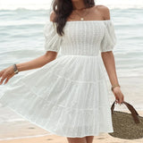 ZJKRL  -  New Summer Women's One Shoulder Texture Dress with Pulling Skirt