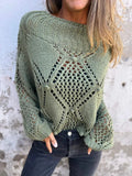 ZJKRL  -  Women's New Casual Loose Hollow Sweater Round Neck Knitted Top