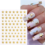 Sliver Stars Nails Stickers 3D Bronzing Laser White Cross Starlight Glossychic Y2k Stylish Adhesive Manicure Decorations SO-167