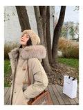 Zjkrl  -  Fashion Casual Down Cotton Jacket  New Autumn Winter Korean Version Large Fur Collar Hooded Warm Thick Padded Coat