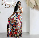 ZJKRL  -  European Summer Sexy Print Skirts Ladies Beach Boho Split Elegant Maxi Skirts Femme