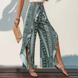 ZJKRL  -  New Summer Pants with Printed Ruffle Edge Wide Leg Pants and Split Pants