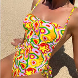 ZJKRL  -  European and American Fashion One-piece Swimsuit Women's Print Conservative Simple Fashion Women's Swimsuit