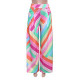 ZJKRL  -  Elegant Women Colorful Striped High Waist Loose Wide Leg Pants  Beach Boho Holiday Casual Loose Trousers