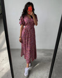 Zjkrl  -  Boho French Style Flower Printed Dress Women V-Neck Elegant Lace-up Sundress Summer Elegantes Para Mujer Maxi Dress Vestido