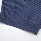 ZJKRL  -  Navy Blue Retro Striped Casual Wide Leg Pants New Fashionable and Versatile Women's Trousers