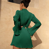 Zjkrl  -  Women Elegant Long Sleeve Streetwear Bodycon Green Fall Mini Dress Autumn Clothes Wholesale Items For Business