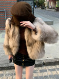 Zjkrl  -  Women's Winter Jacket Sweet Faux Fur Coat Fashion New Short Thicken Warm Outerwear Vintage Office Lady Streetwear Casual Clothes