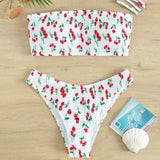 ZJKRL  -  Summer New Cherry Pattern Bikini Top Small Fresh Cute Two-piece Pure Desire Swimsuit