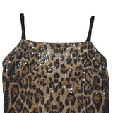 Zjkrl  -  Leopard Print Sequined Bodycon Birthday Mini Dress Women Strap Backless Sleeveless Celebrity Night Club Party Sexy Dresses