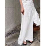 Zjkrl  -  New Vintage White Linen Maxi Skirt Straight Cotton High Waisted Split Casual Long Skirts for Women Office Lady Summer Skirt