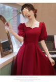 Zjkrl  -  Elegant Red Midi Dress Women Summer Korean Vintage Evening Party Dress French Casual Fashion Formal Occasions One Piece Dress