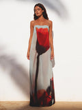 Sexy 2023 Summer Spaghetti Strap Floral Print Maxi Dress For Ladies Backless Chic See Through Beach Holiday Robe