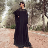 Zjkrl - Female Elegant Party Black Simple Two Pieces Inner Slip Dress+See Through Outer Cape Maxi Dresses For Women 2023 New