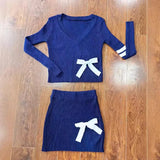 Zjkrl  -  Women Bodycon Mini Skirt + V Neck Long Sleeve Crop Top Fall Streetwear Sexy Party Two 2 Piece Dress Sets Outfits