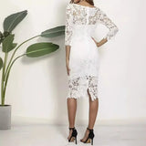 ZJKRL  -  Summer White Lace Bodycon Dress O Neck Elegant Beach Holiday Vestidos Party Night Sexy Evening Birthday Dresses