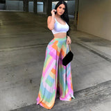 ZJKRL  -  Elegant Women Colorful Striped High Waist Loose Wide Leg Pants  Beach Boho Holiday Casual Loose Trousers