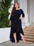 Zjkrl - Evening Dresses Women's Velvet Vintage Long Sleeves Luxury Plus Size Formal Bridesmaid Party Prom Dress Stylish Bodycon Vestido