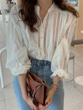 Zjkrl  -  Womens Blouse Summer Women Blouses Spring White Long Shirt Female Maxi Blusas Casual Vintage Long Sleeve Cotton Oversize Loose