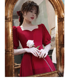 Zjkrl  -  Elegant Red Midi Dress Women Summer Korean Vintage Evening Party Dress French Casual Fashion Formal Occasions One Piece Dress